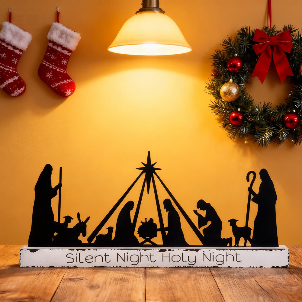 Christliche Kunstwerkstatt: Stille Nacht – Eiserne Krippe: Sanftes Gnadenzeichen für festliche Räume - Schwarz - 11,81''*5,91''/30*15cm - image 0