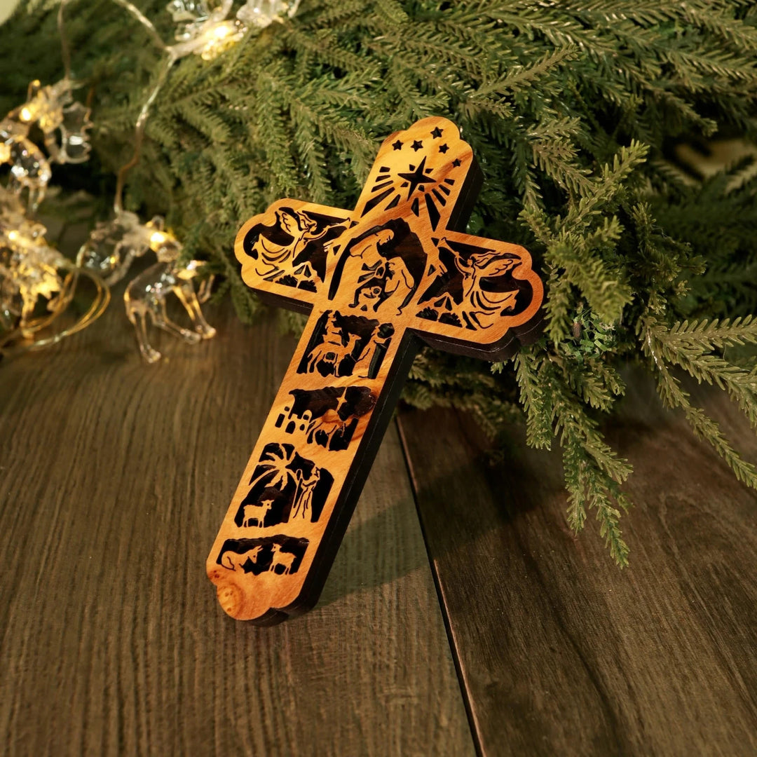 Aufwendige Krippenfigur mit Kreuzmotiv von Christianartworkshop: Erinnerung an die ständige Gnade für Zuhause - 3,46''*5,98''/8,8*15,2 cm - image 0