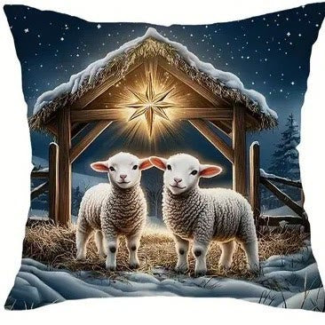 Christianartworkshop Weiches, schneebedecktes Krippenkissen: Tragbare Erinnerung an sanfte Gnade - C - 19,7''*19,7''/50*50cm - image 8