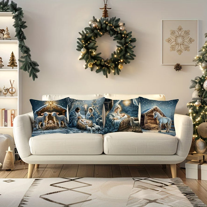 Christianartworkshop Weiches, schneebedecktes Krippenkissen: Tragbare Erinnerung an sanfte Gnade - image 2
