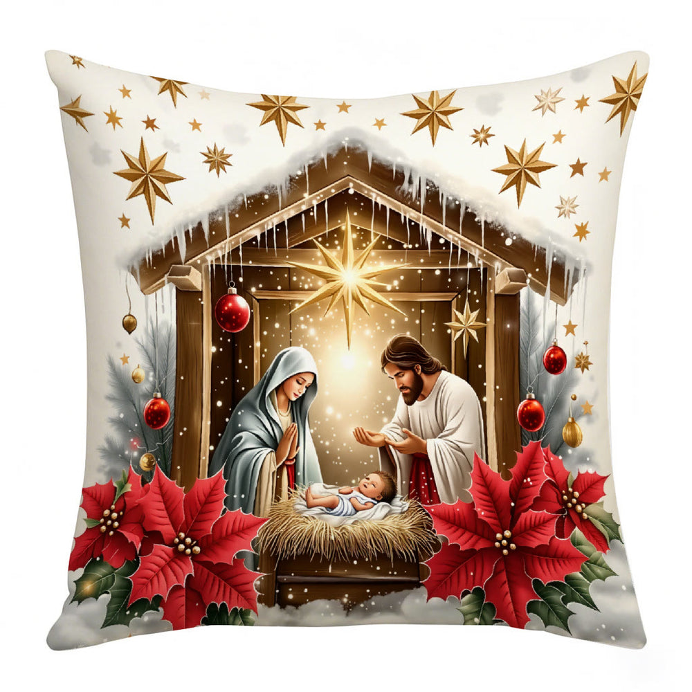 Festliches Krippenkissen-Set von Christianartworkshop: Erinnerung an Glauben und Weihnachtsfreude für Räume - A - 19,7''*19,7''/50*50cm - image 1