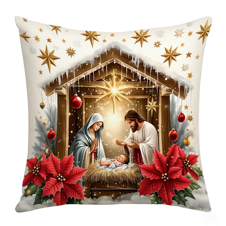 Festliches Krippenkissen-Set von Christianartworkshop: Erinnerung an Glauben und Weihnachtsfreude für Räume - A - 19,7''*19,7''/50*50cm - image 1