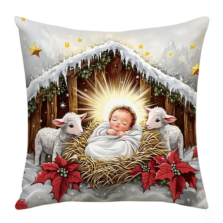Festliches Krippenkissen-Set von Christianartworkshop: Erinnerung an Glauben und Weihnachtsfreude für Räume - B - 19,7''*19,7''/50*50cm - image 5