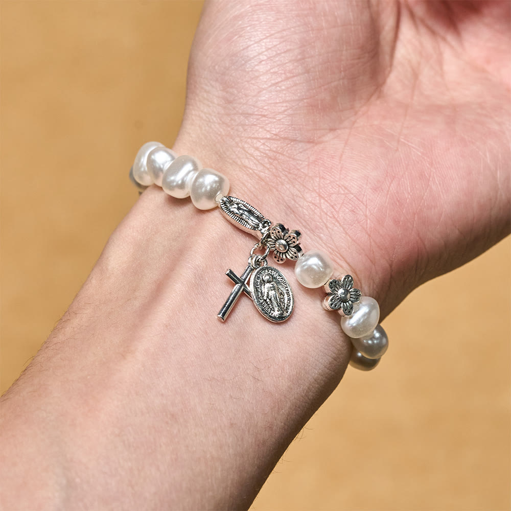 Christianartworkshop Armband „Licht der Gnade“ – Weiche Perlen mit Andachtsanhängern - image 1