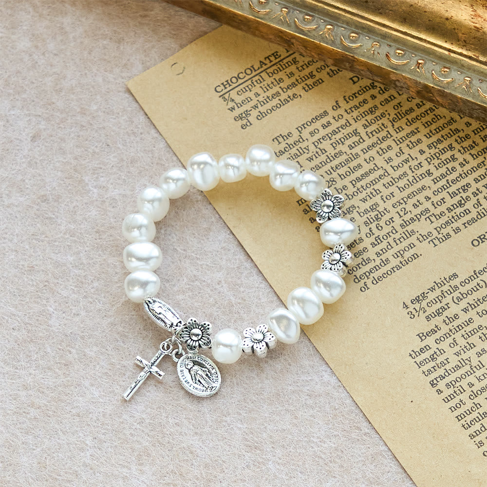 Christianartworkshop Armband „Licht der Gnade“ – Weiche Perlen mit Andachtsanhängern - Handgelenkumfang: 15 cm - image 0