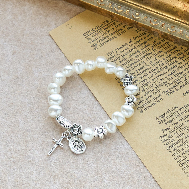 Christianartworkshop Armband „Licht der Gnade“ – Weiche Perlen mit Andachtsanhängern - Handgelenkumfang: 15 cm - image 0