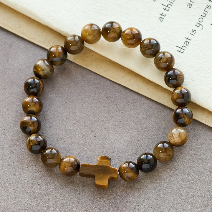 Christianartworkshop Tigeraugen-Rosenkranz-Armband: Ein Stein der Besinnung - Handgelenkumfang: 7,48 Zoll / 19 cm - image 0