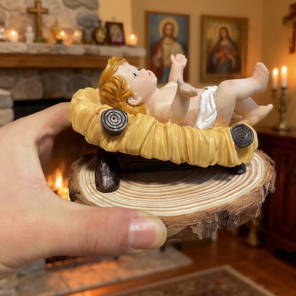 Christliche Krippenfiguren-Deko: Handbemalte Krippenfiguren für den Hausaltar - Groß (Sockel nicht enthalten) - image 1