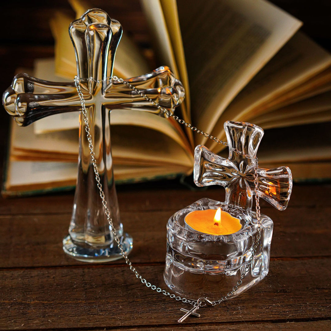 Christianartworkshop Glas-Kreuz-Kerzenhalter: Andächtiges Leuchten für Zuhause & Altar - image 2