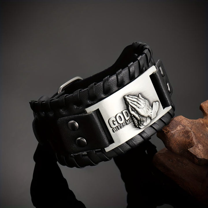 Christianartworkshop Lederarmband mit betenden Händen: Ausdrucksstarkes Segenszeichen - Silber - image 1