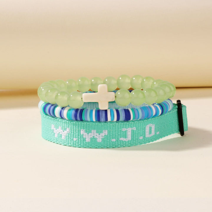 Armband „Glaubensimpuls“ von Christianartworkshop mit Kreuzperle und WWJD-Karte: Geschenkfertiges Erinnerungsstück - Grün - image 4