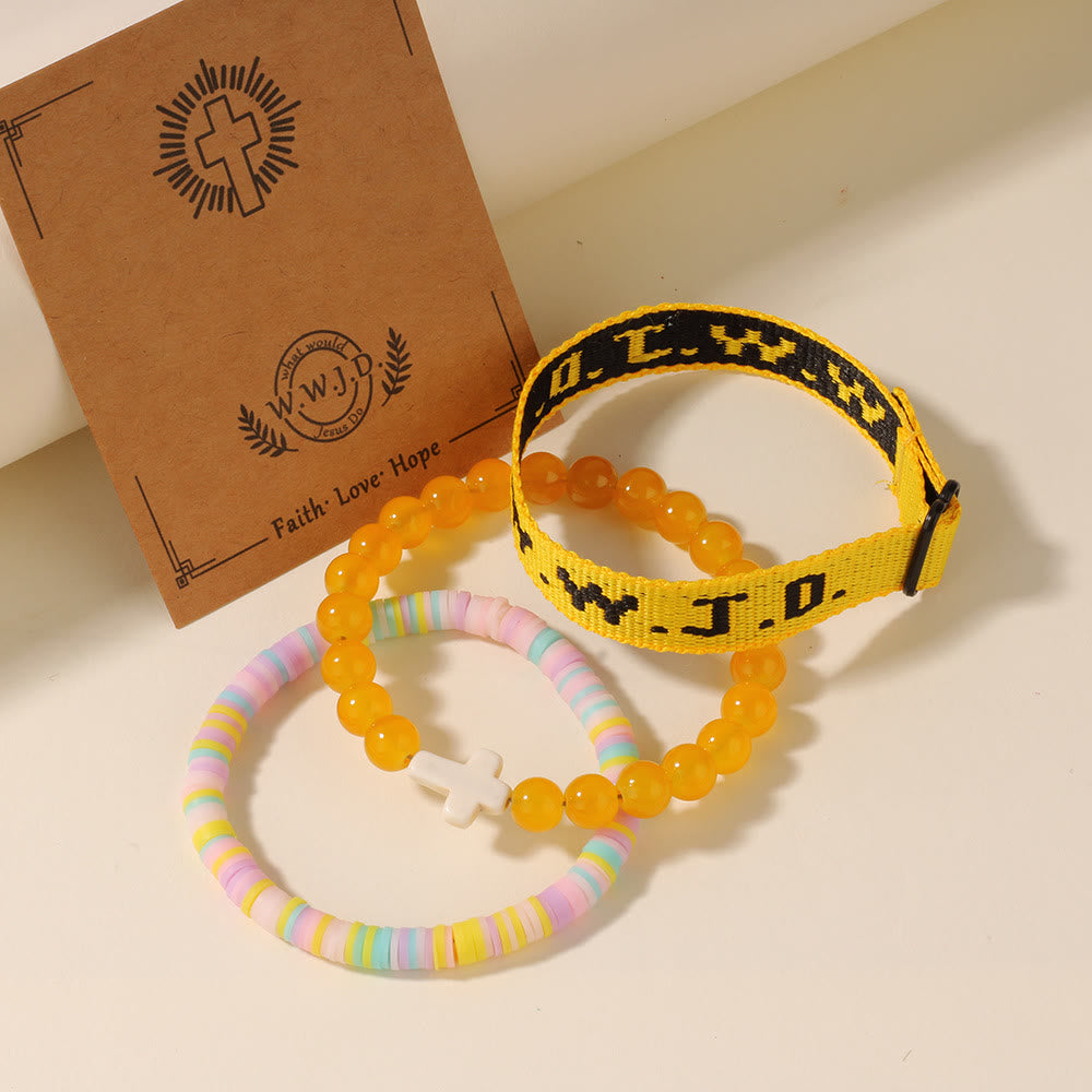Armband „Glaubensimpuls“ von Christianartworkshop mit Kreuzperle und WWJD-Karte: Geschenkfertiges Erinnerungsstück - Gelb - image 10