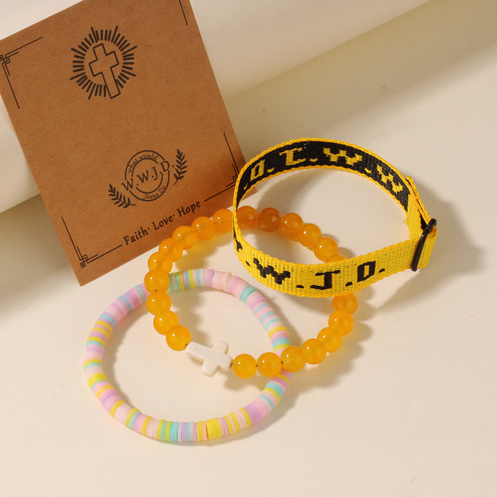 Armband „Glaubensimpuls“ von Christianartworkshop mit Kreuzperle und WWJD-Karte: Geschenkfertiges Erinnerungsstück - Gelb - image 10