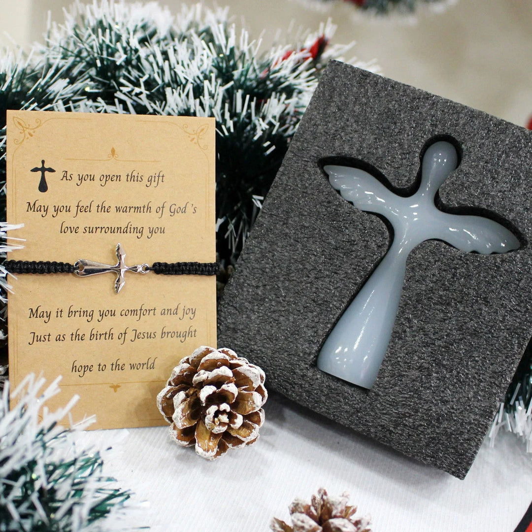 Christianartworkshop Kreuzarmband & Schutzengelkreuz-Set: Tastbare Glaubenserinnerung für den Alltag - Schutzengel-Taschenkreuz & Armband - image 0