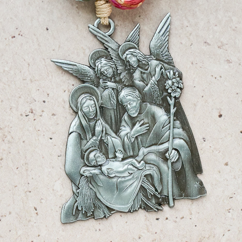 Christianartworkshop 3-teiliger Weihnachtsrosenkranz mit Krippenmotiv: Weihnachtliche Glitzerperlen & einzigartige Anhänger mit Geburtsszene - image 14