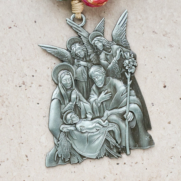 Christianartworkshop 3-teiliger Weihnachtsrosenkranz mit Krippenmotiv: Weihnachtliche Glitzerperlen & einzigartige Anhänger mit Geburtsszene - image 14