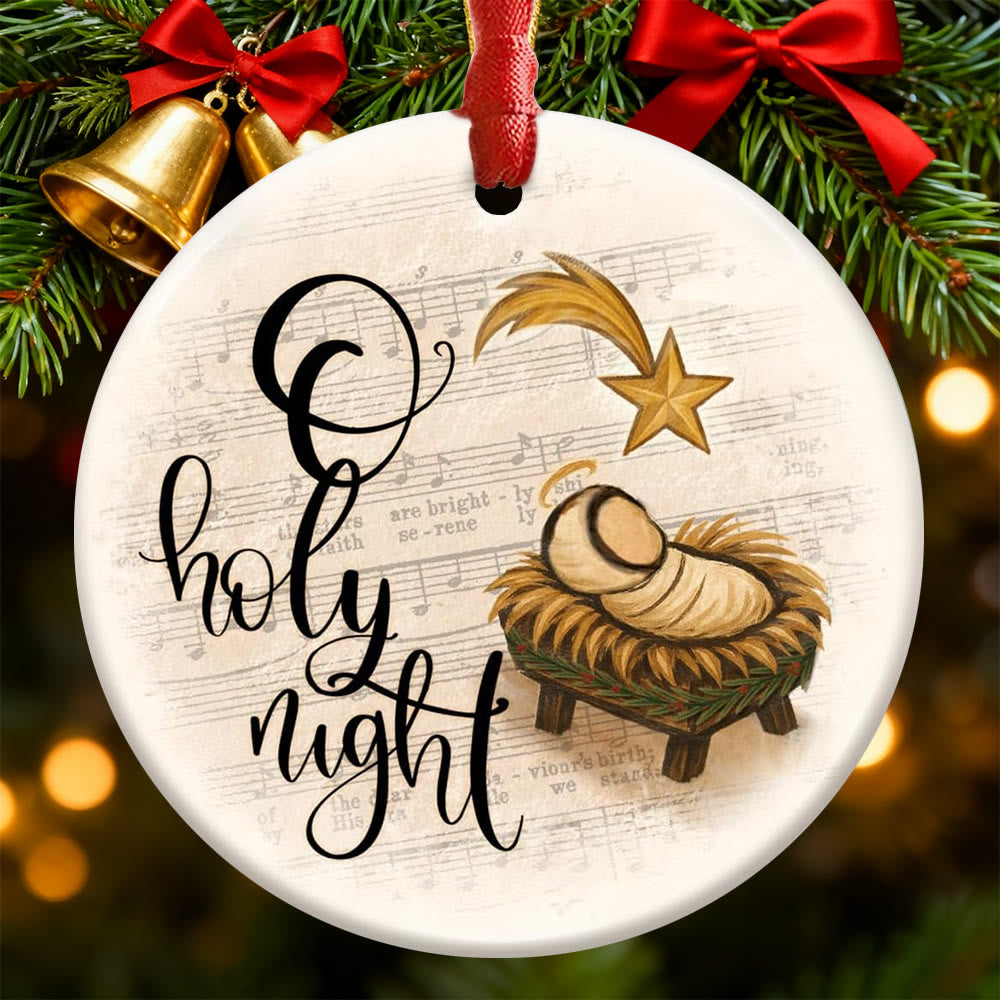 Christliche Kunstwerkstatt: Krippenschmuck „Leitstern“: Taktile Glaubenserinnerung für den Weihnachtsbaum - O heilige Nacht - Acryl - image 5