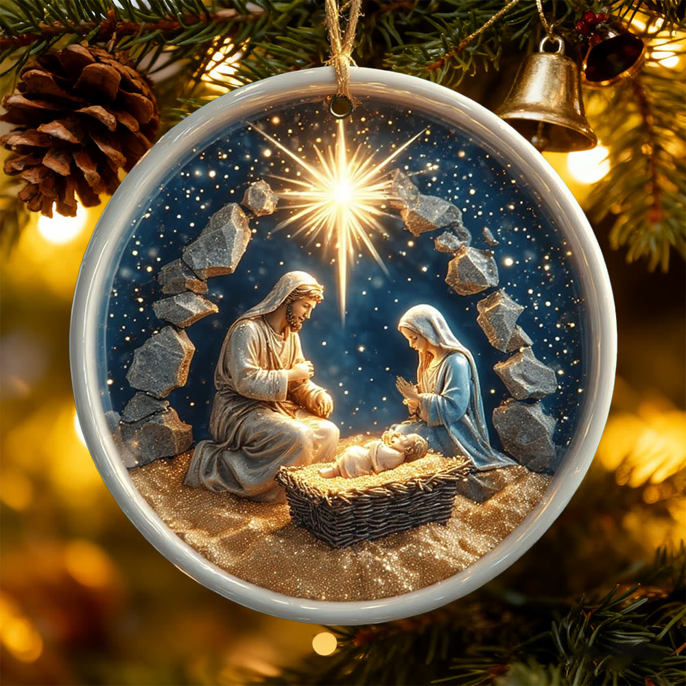 Christliche Krippenfigur mit Struktur von Christianartworkshop: Tastbare Erinnerung an den Glauben für den Weihnachtsbaum - Acryl - image 0