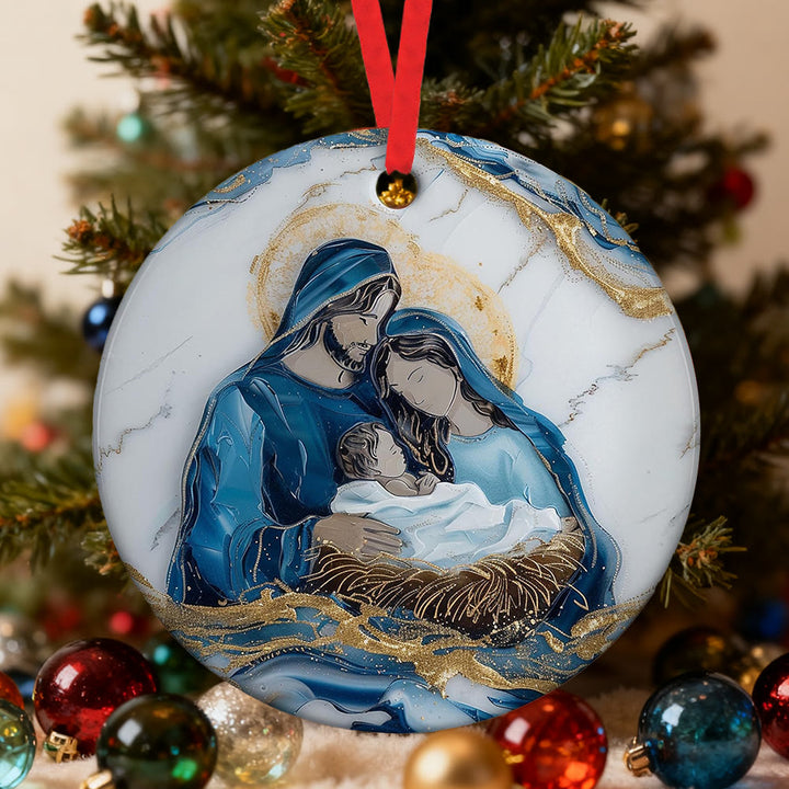 Christliche Kunstwerkstatt: Warmer Weihnachtsstall-Anhänger: Symbol für Glauben und Trost für Weihnachtsbäume - image 7