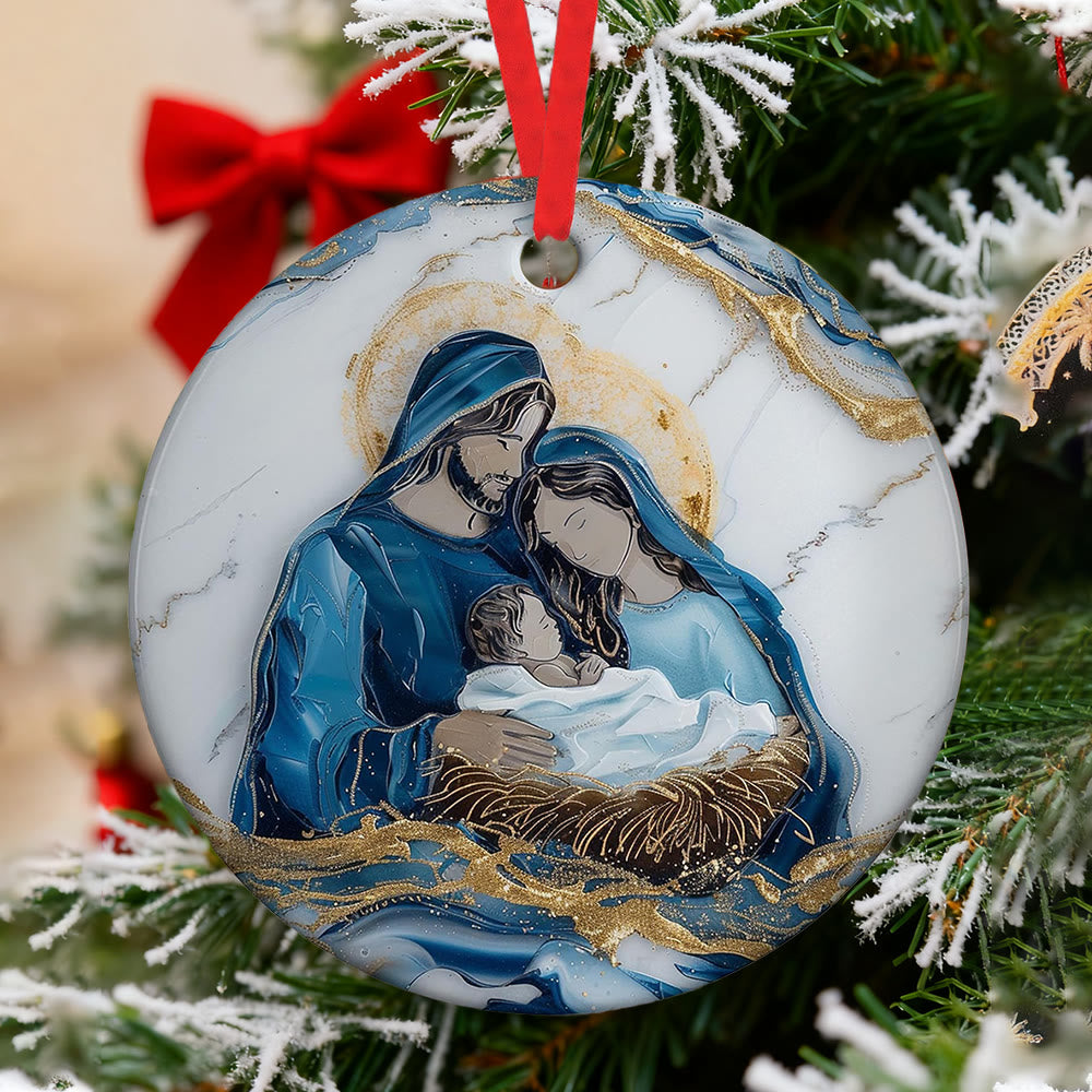 Christliche Kunstwerkstatt: Warmer Weihnachtsstall-Anhänger: Symbol für Glauben und Trost für Weihnachtsbäume - image 8