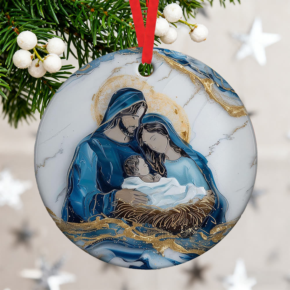 Christliche Kunstwerkstatt: Warmer Weihnachtsstall-Anhänger: Symbol für Glauben und Trost für Weihnachtsbäume - image 9