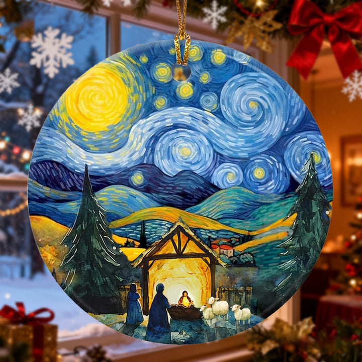 Christliche Kunstwerkstatt: Sternennacht-Krippenornament: Eine Erinnerung an Glauben und künstlerische Wärme für den Weihnachtsbaum - image 2