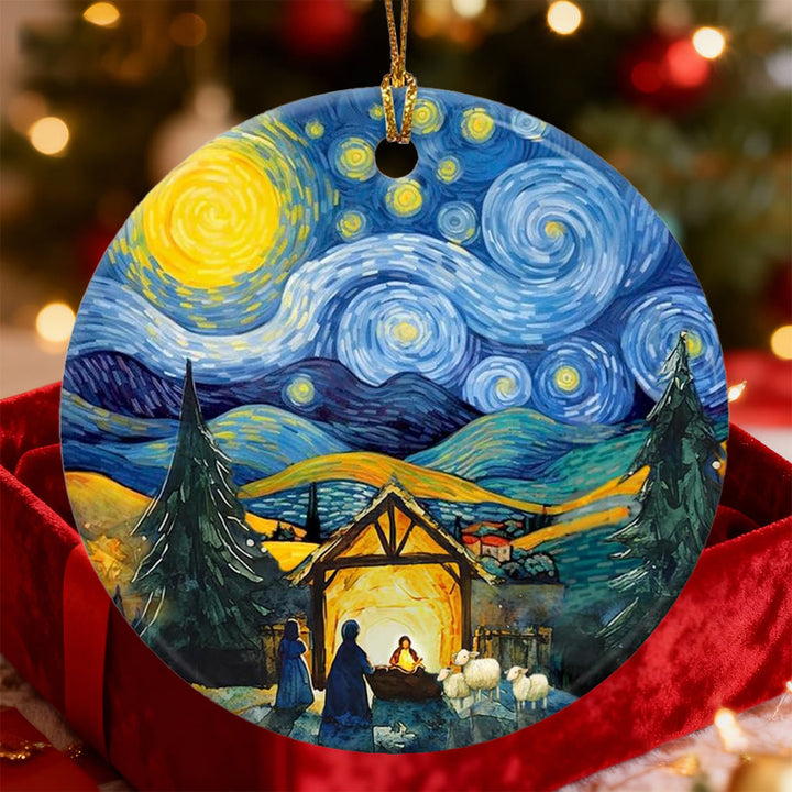 Christliche Kunstwerkstatt: Sternennacht-Krippenornament: Eine Erinnerung an Glauben und künstlerische Wärme für den Weihnachtsbaum - image 4