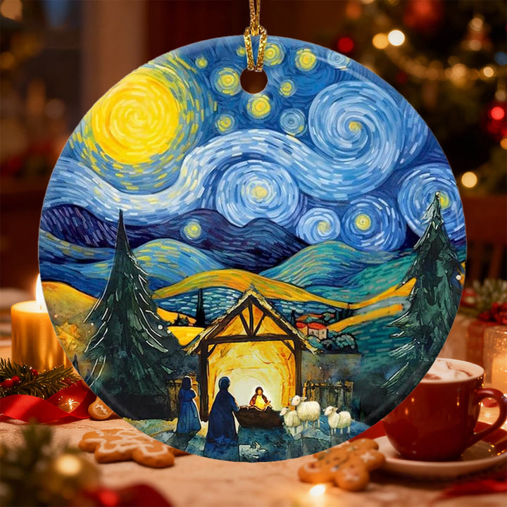 Christliche Kunstwerkstatt: Sternennacht-Krippenornament: Eine Erinnerung an Glauben und künstlerische Wärme für den Weihnachtsbaum - image 3