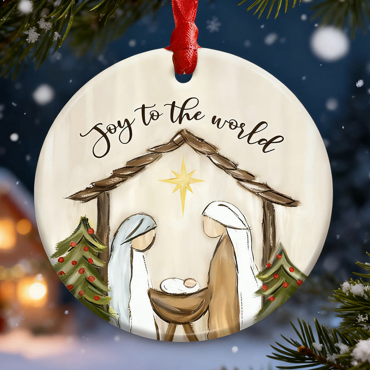 Christliche Kunstwerkstatt: Weihnachtsschmuck „Freude der Welt“: Erinnerung an Glauben und Freude für den Weihnachtsbaum - Acryl - image 0