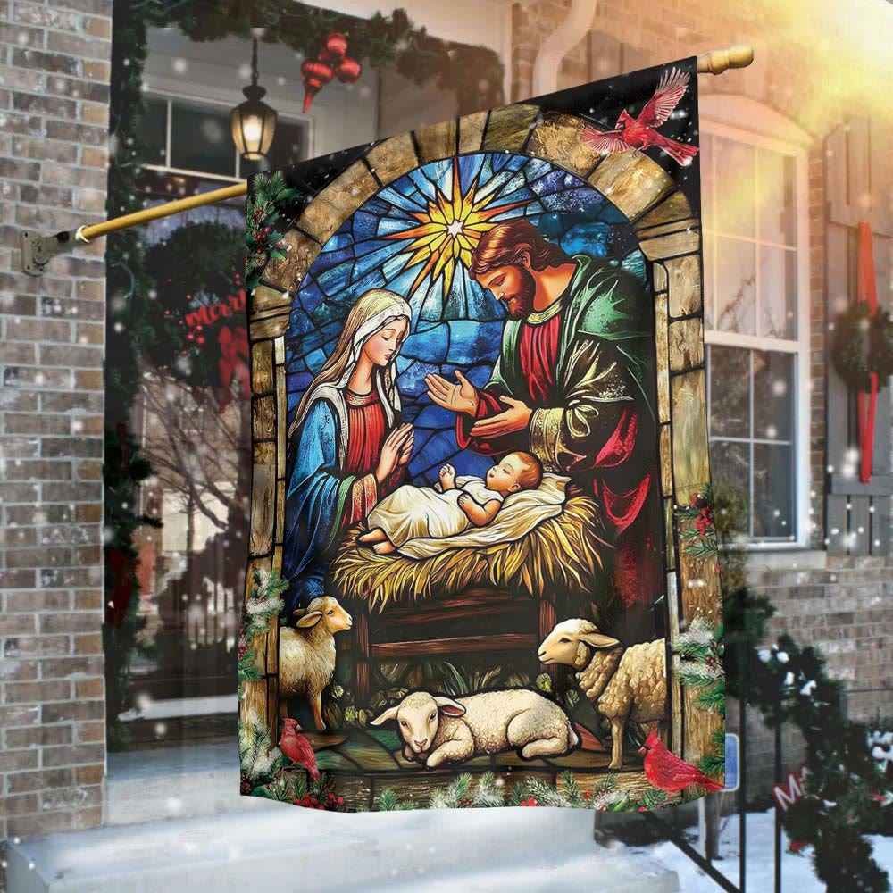 Christianartworkshop Krippen- und Schaf-Gartenflagge: Symbol der sanften Gnade für weihnachtliche Gärten - image 2