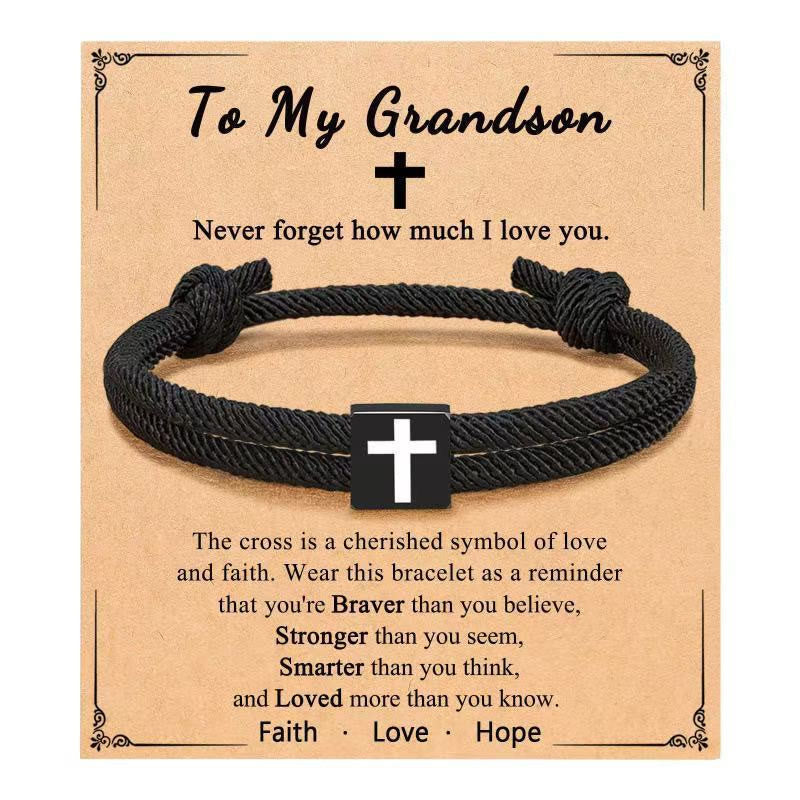 Christianartworkshop Milano Seilkreuz-Armband mit Geschenkkarte: Ein liebevoller Segen für Taufe und besondere Anlässe - An meinen Enkel - image 18