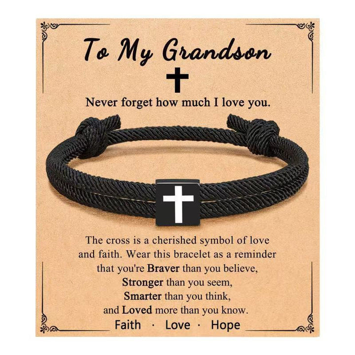 Christianartworkshop Milano Seilkreuz-Armband mit Geschenkkarte: Ein liebevoller Segen für Taufe und besondere Anlässe - An meinen Enkel - image 18