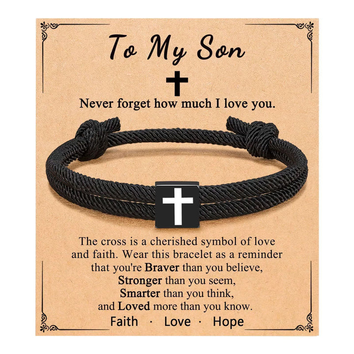 Christianartworkshop Milano Seilkreuz-Armband mit Geschenkkarte: Ein liebevoller Segen für Taufe und besondere Anlässe - An meinen Sohn - image 17