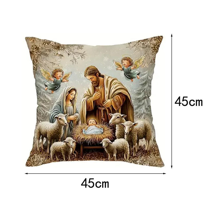 Christianartworkshop Krippenkissen-Set (4-teilig): Ruhiger Begleiter für Wohnbereiche - A - 17,7''*17,7''/45*45cm - image 7