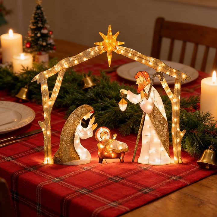 Christianartworkshop – Beleuchtete Krippe: Eine strahlende Hommage an den weihnachtlichen Glauben und das Staunen - Krippenszene - image 0