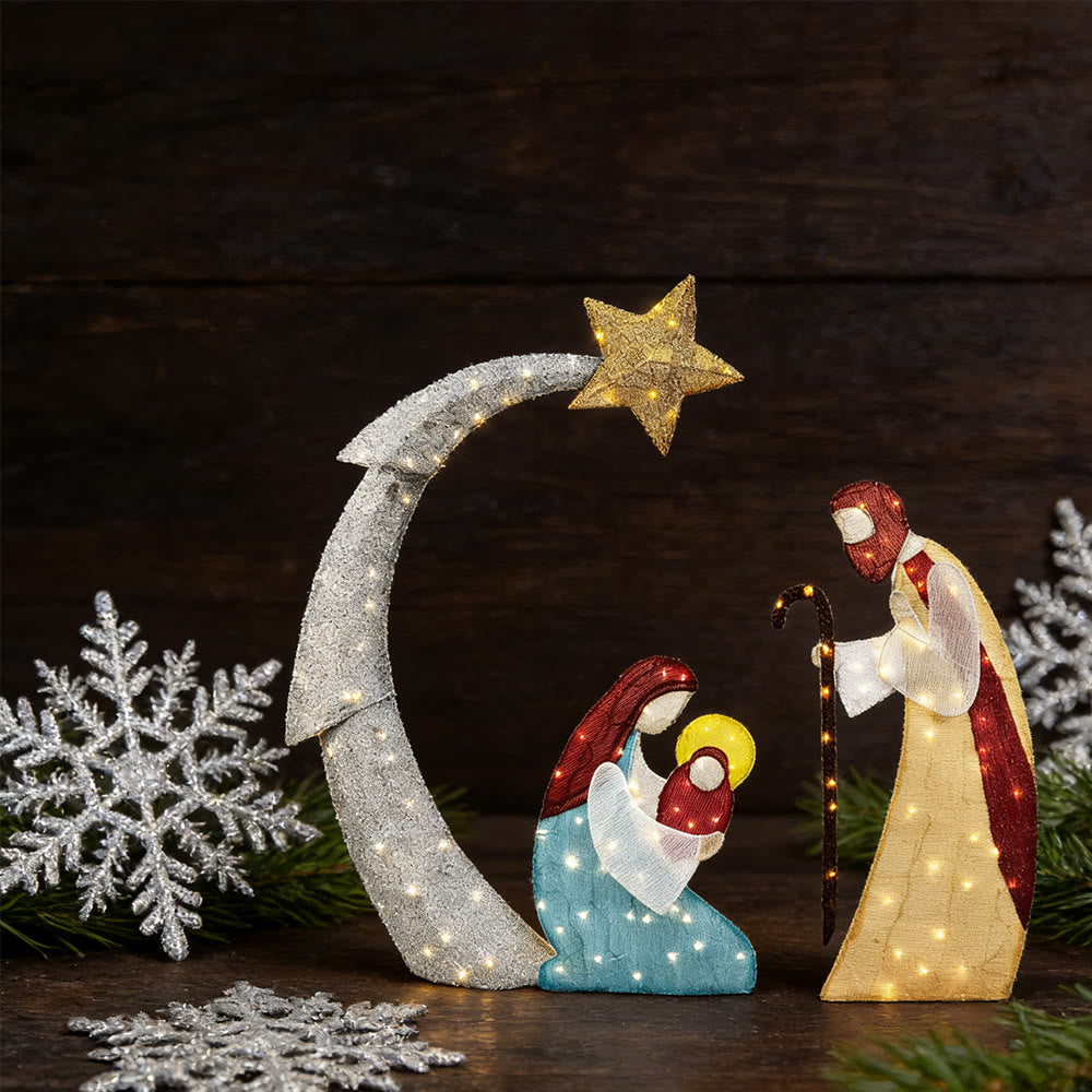 Christianartworkshop Weihnachtsstern-Lichter-Deko-Serie: Göttliche Gegenwart und Weihnachtsverehrung - Krippenszene - 3 - image 2