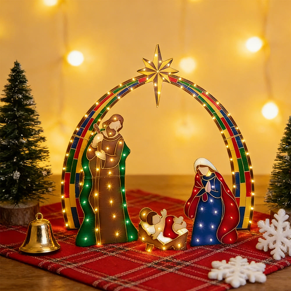 Christianartworkshop Weihnachtsstern-Lichter-Deko-Serie: Göttliche Gegenwart und Weihnachtsverehrung - Krippenszene - 2 - image 1