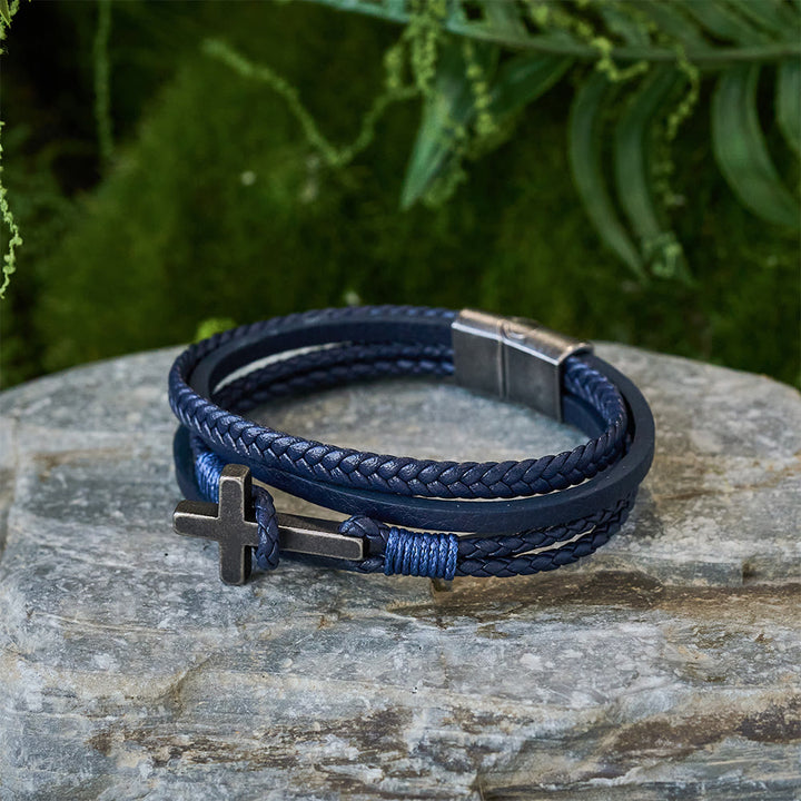 Christianartworkshop Dreifarbiges Edelstahl-Kreuz & geflochtenes Lederarmband - image 18