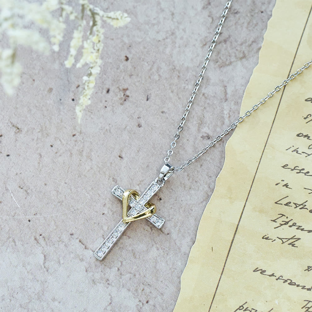 Christianartworkshop Zweifarbige Herz- und Kreuzkette mit Zirkonen: Verschmelzung von Liebe und Glauben - image 16