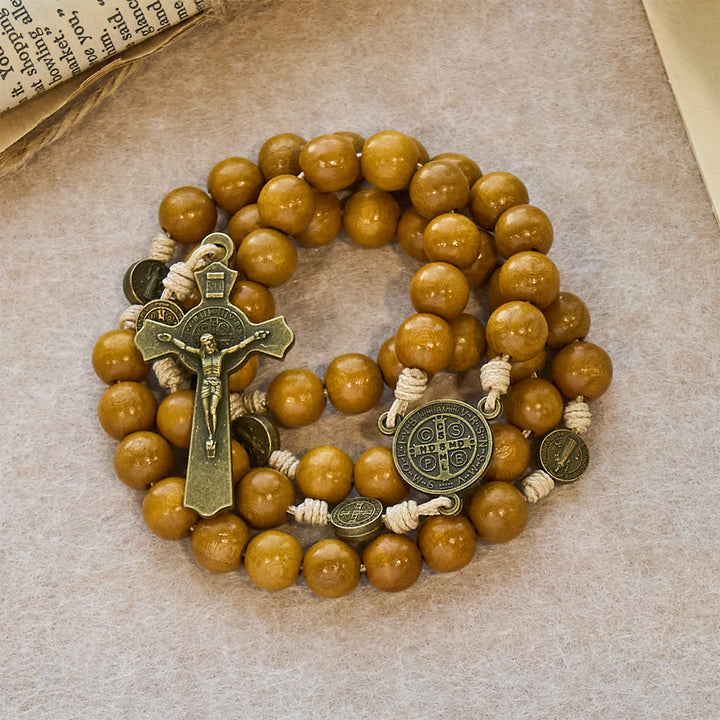 Rosenkranz des heiligen Benedikt (Christianartworkshop): Pfirsichholzperlen & Heiliges Kruzifix - image 4