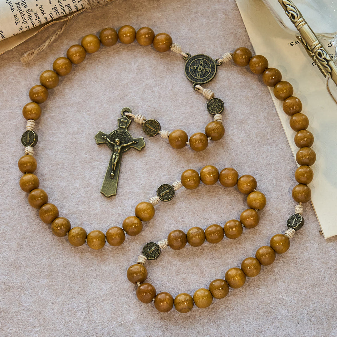 Rosenkranz des heiligen Benedikt (Christianartworkshop): Pfirsichholzperlen & Heiliges Kruzifix - image 5