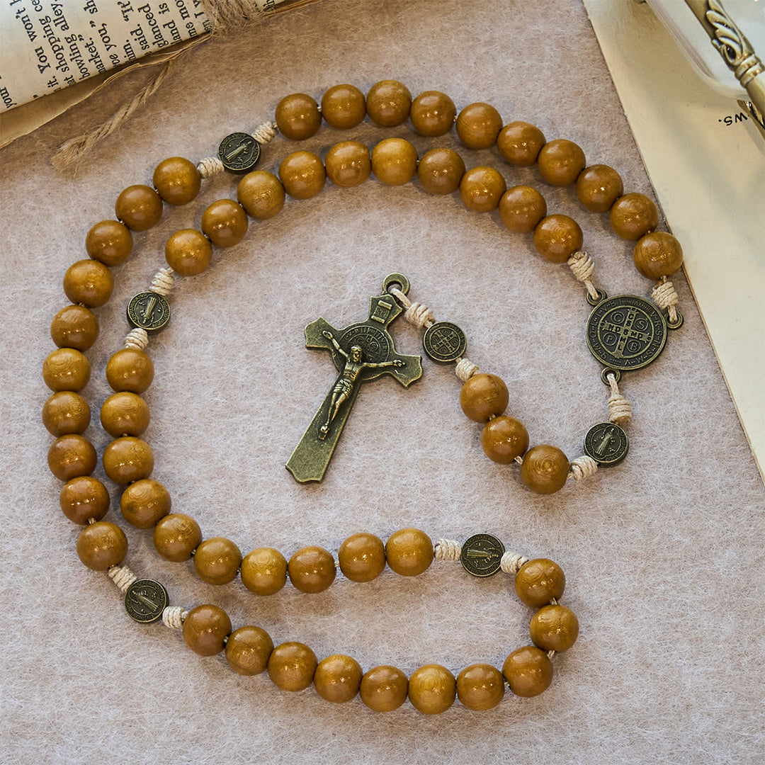 Rosenkranz des heiligen Benedikt (Christianartworkshop): Pfirsichholzperlen & Heiliges Kruzifix - image 6