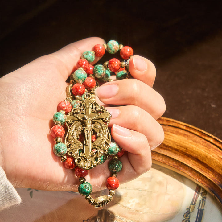 Christianartworkshop Ölgemälde-Rosenkranz und Armband aus Glas: Erinnerung an Glauben und Gnade für stille Momente - image 6