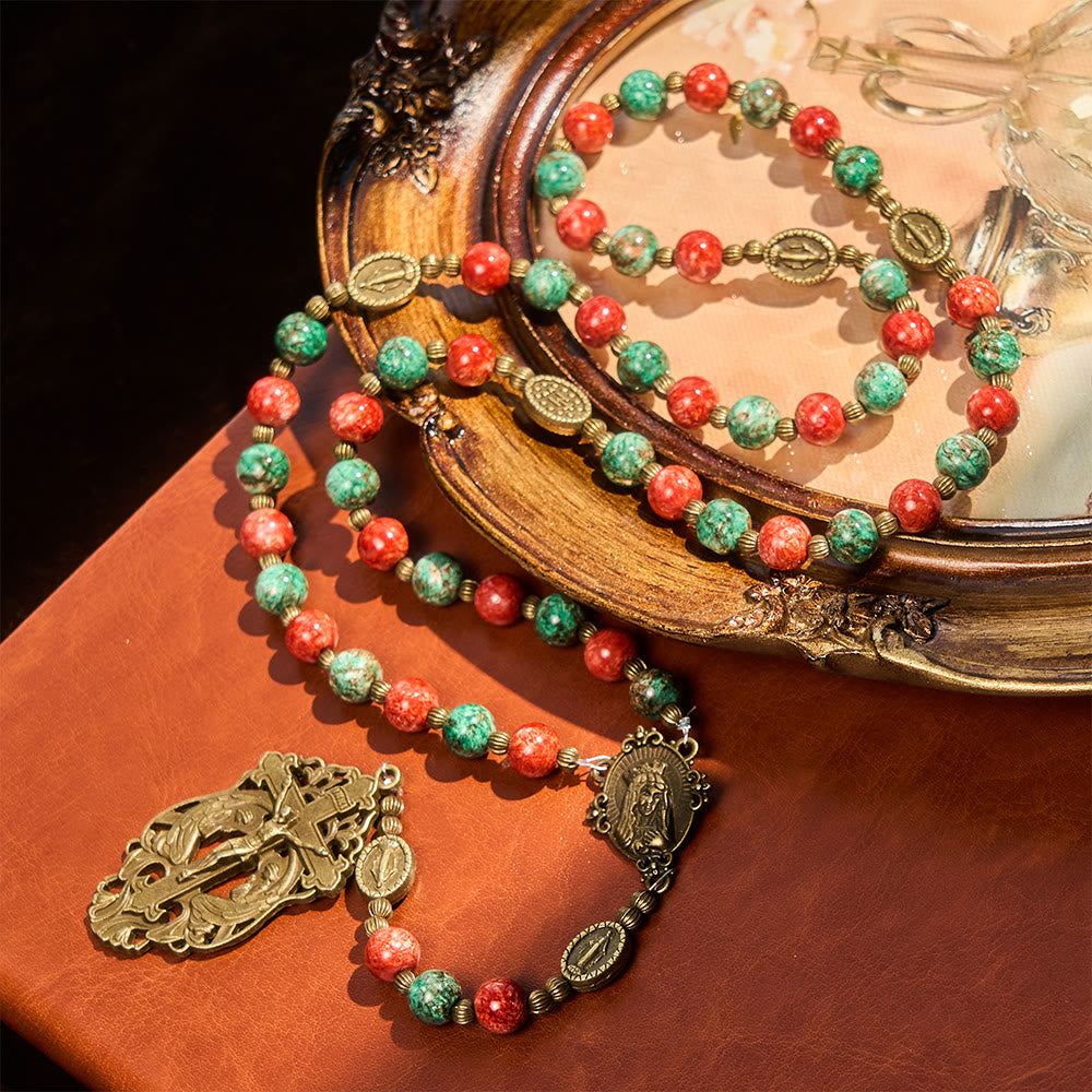 Christianartworkshop Ölgemälde-Rosenkranz und Armband aus Glas: Erinnerung an Glauben und Gnade für stille Momente - image 5
