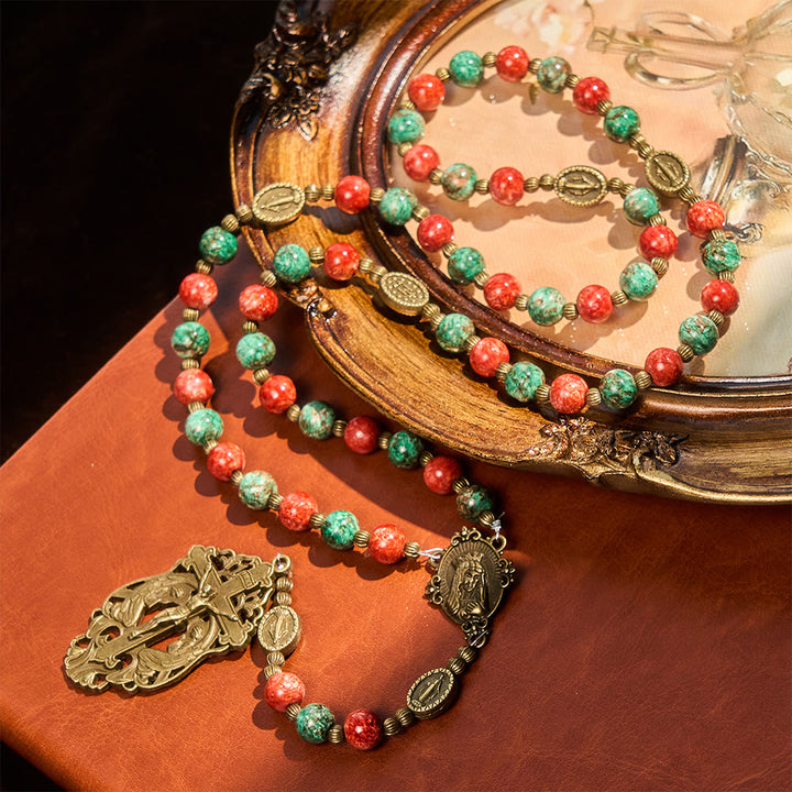 Christianartworkshop Ölgemälde-Rosenkranz und Armband aus Glas: Erinnerung an Glauben und Gnade für stille Momente - image 5