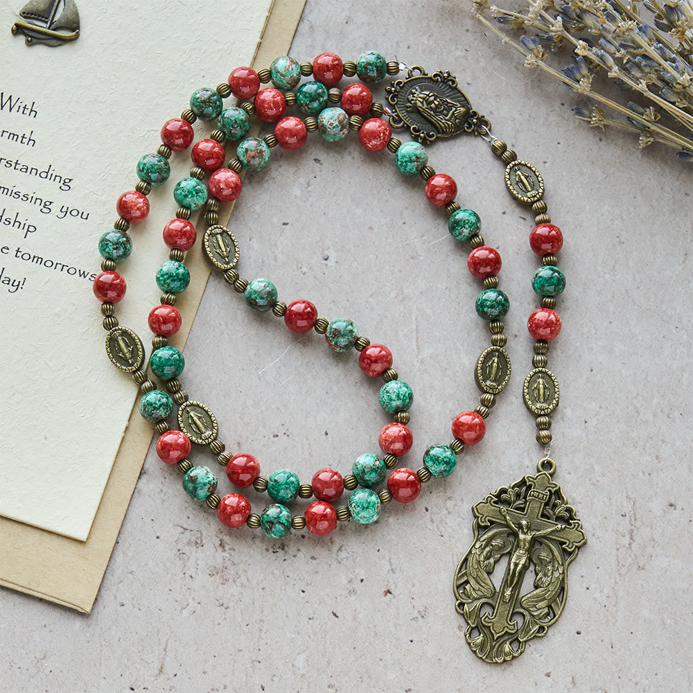 Christianartworkshop Ölgemälde-Rosenkranz und Armband aus Glas: Erinnerung an Glauben und Gnade für stille Momente - Rosenkranz - image 0
