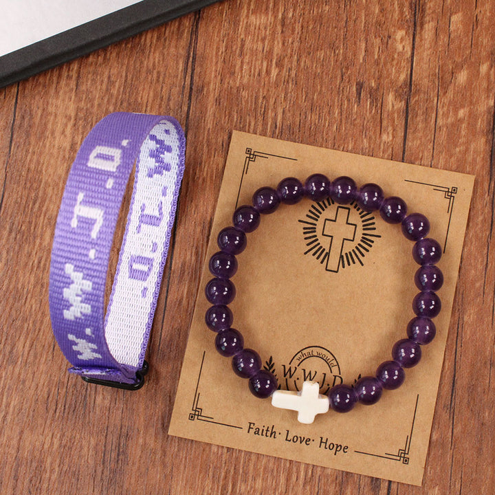 Armband „Glaubensimpuls“ von Christianartworkshop mit Kreuzperle und WWJD-Karte: Geschenkfertiges Erinnerungsstück - Amethyst - image 15