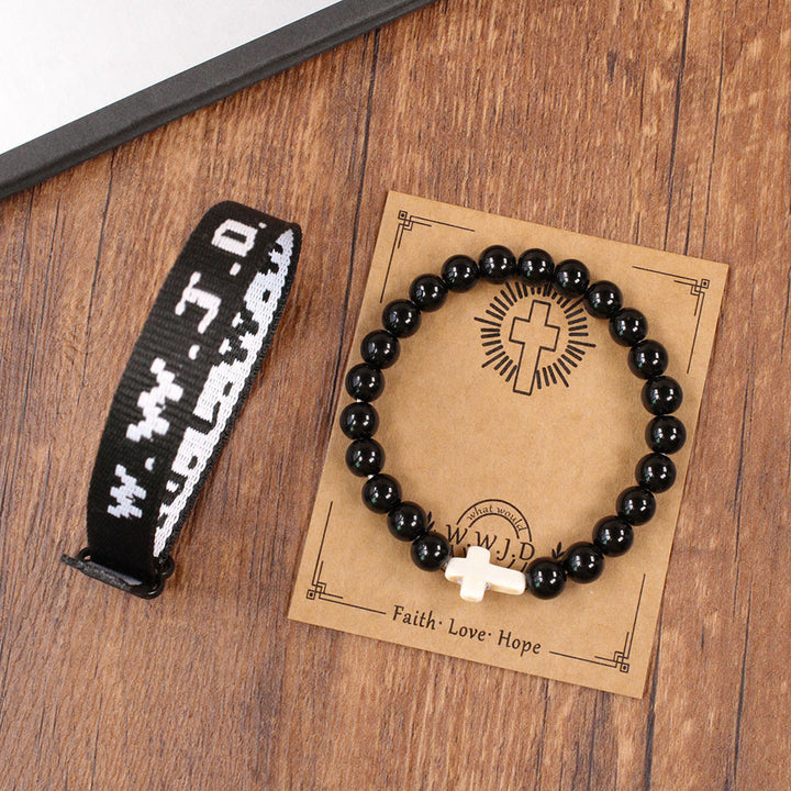 Armband „Glaubensimpuls“ von Christianartworkshop mit Kreuzperle und WWJD-Karte: Geschenkfertiges Erinnerungsstück - Obsidian - image 17