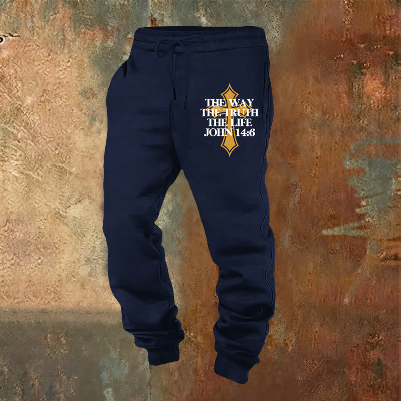 Christianartworkshop Johannes Vers mit Kreuz Jogginghose: Ideal für Kirche & Freizeit - Marineblau - 2XL - image 4