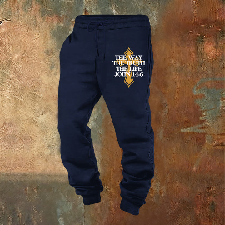 Christianartworkshop Johannes Vers mit Kreuz Jogginghose: Ideal für Kirche & Freizeit - Marineblau - 2XL - image 4